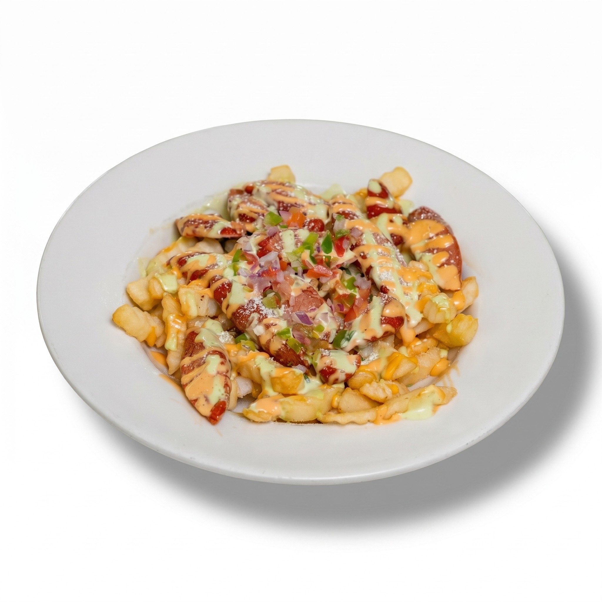 Salchipapas.