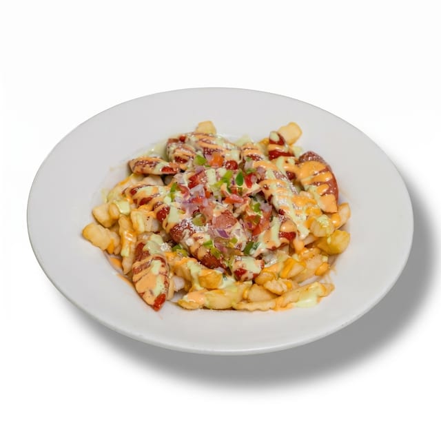Salchipapas.