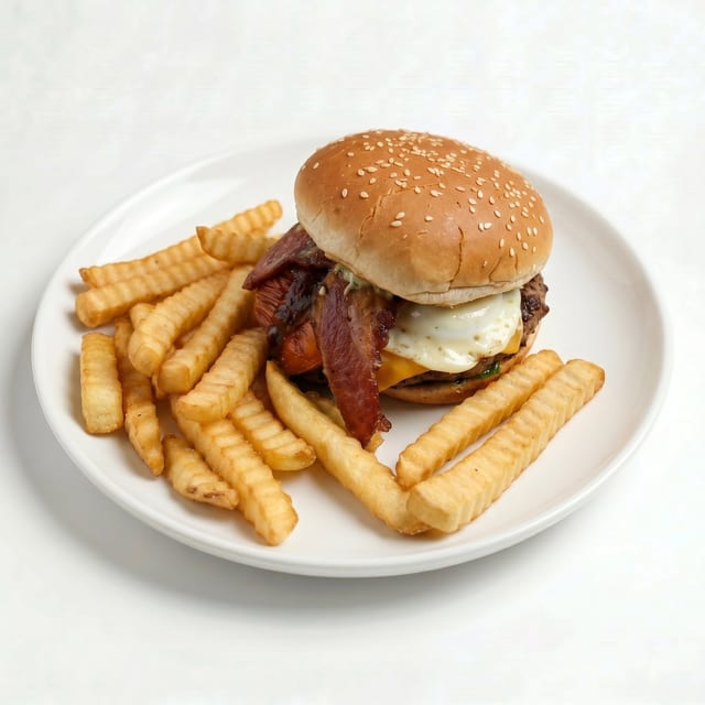 Ranchera Burger & Fries / Hamburguesa Ranchera con Papas.